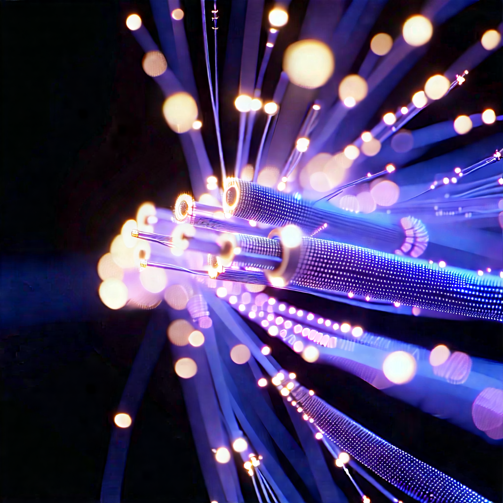 Close-up of fiber optic cables