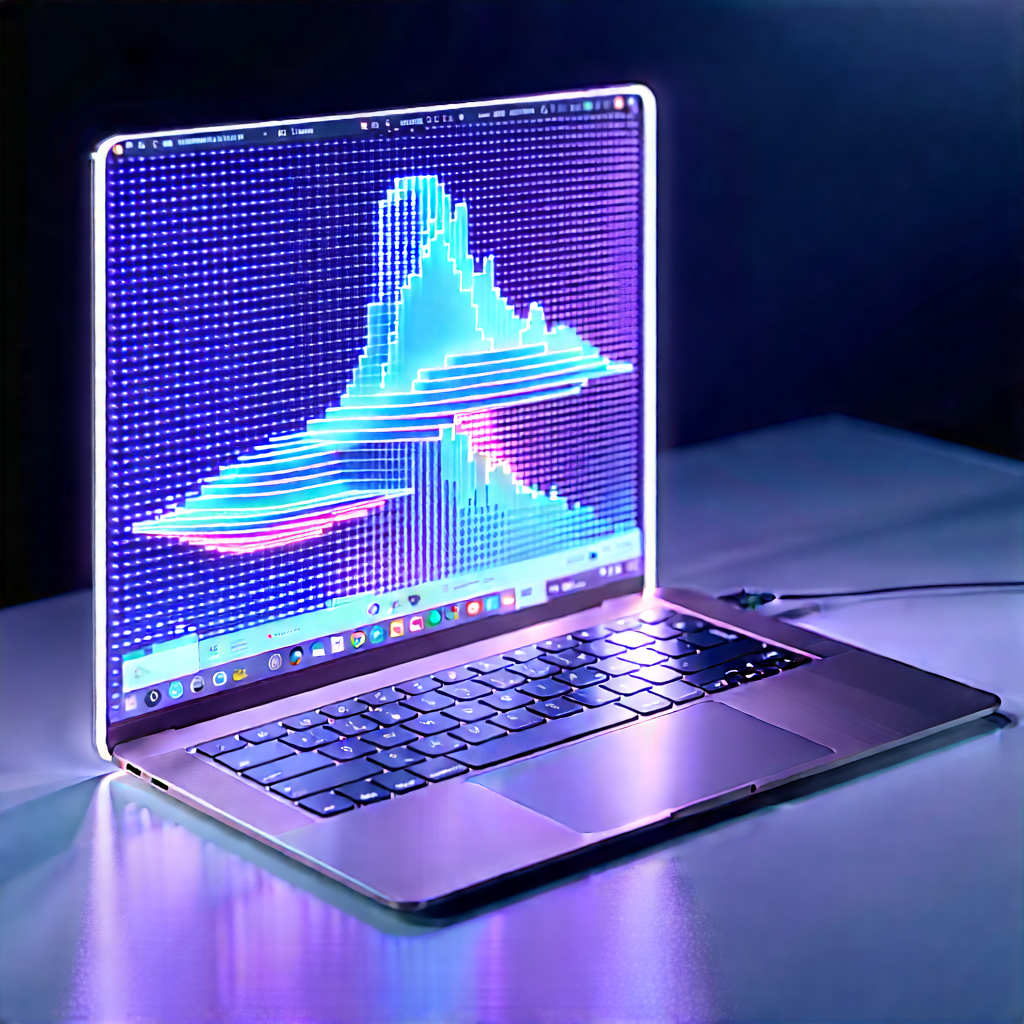 Laptop With Glowing Screen With Laptop Computer