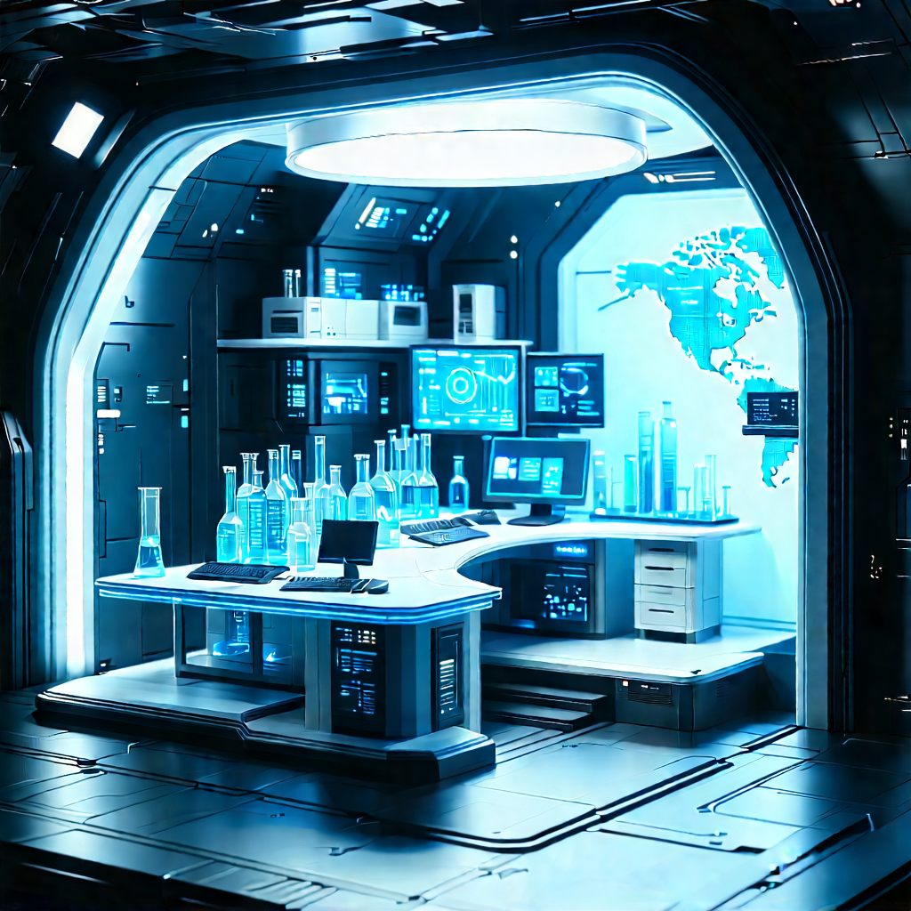 Futuristic Research Laboratory With Futuristic Setting,