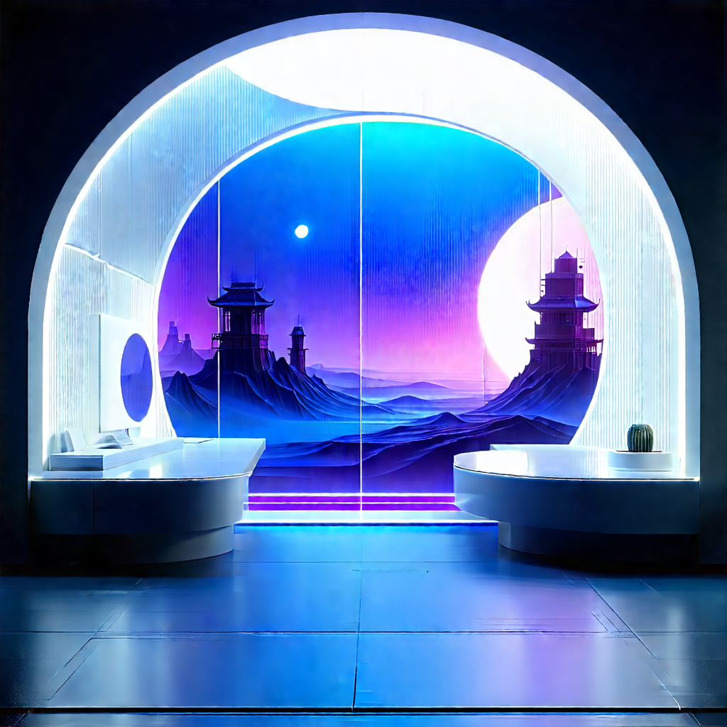 (futuristic:1.21) Tech Startup Office With Large, Open