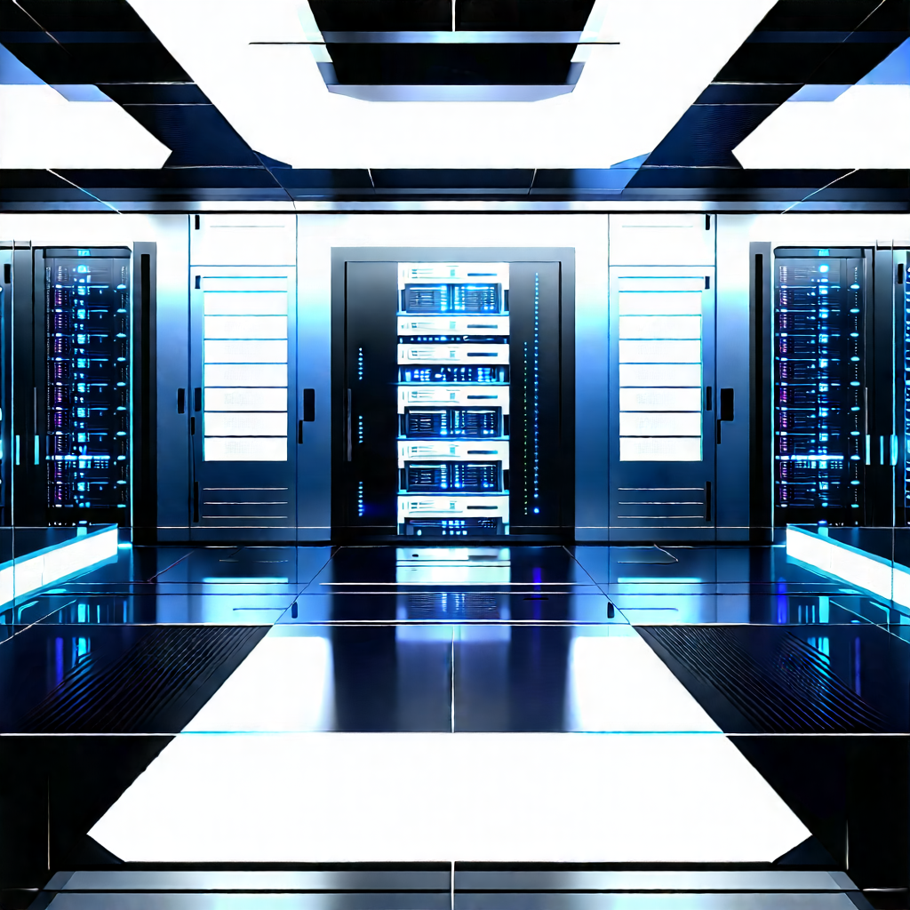 (futuristic:1.35) Server Room With Image, There
