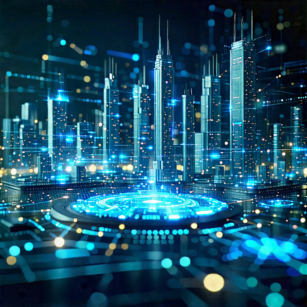 Financial Technology In Field Deployment With Futuristic Cityscape