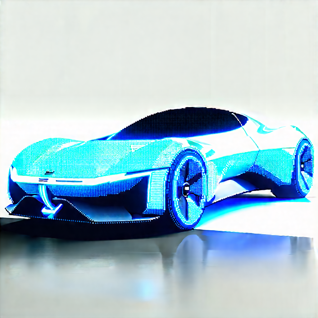 Innovative Electric Vehicle (design:1.35) With Blue Futuristic