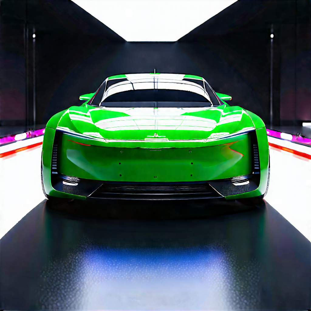 Automotive Technology In Design Studio With Green Sports