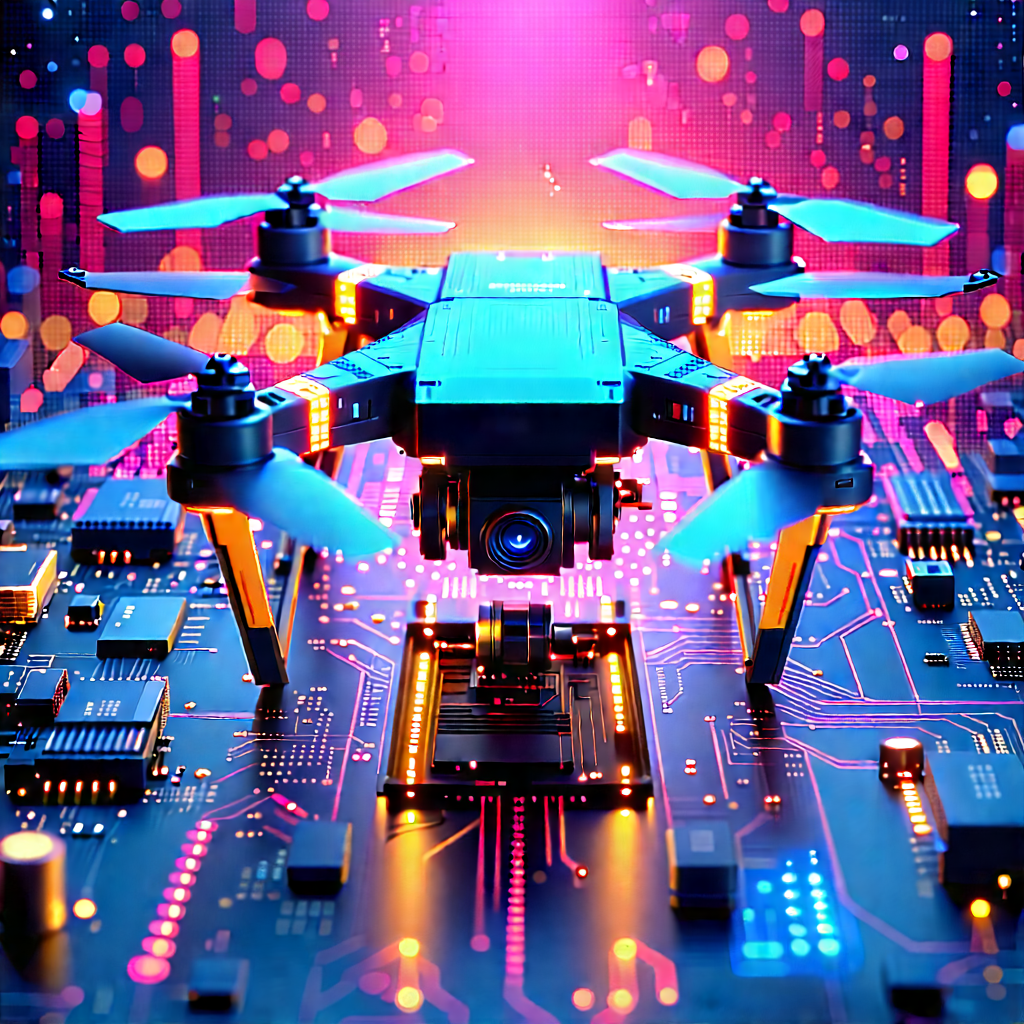 Drone With Data Visualization With Drone Hovering