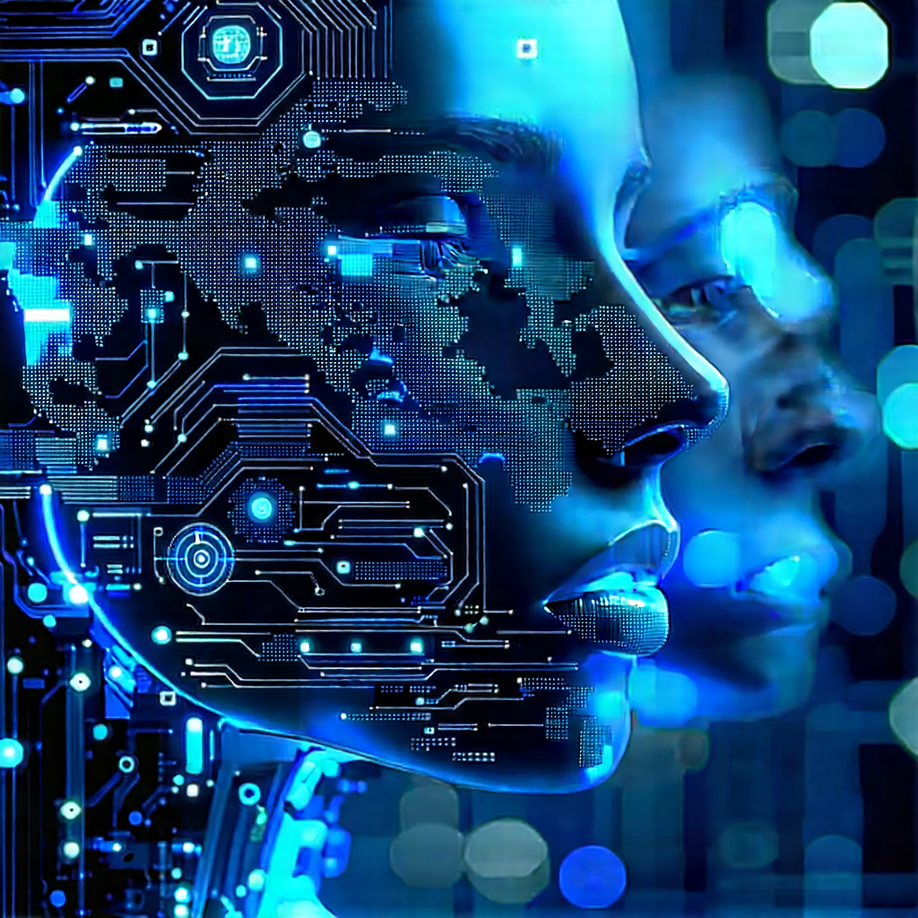 Artificial Intelligence Visualization With Faces, Left