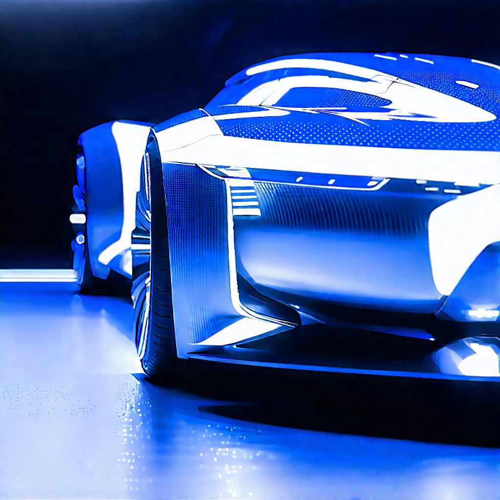 Innovative Electric Vehicle (design:1.46) With Blue Parked