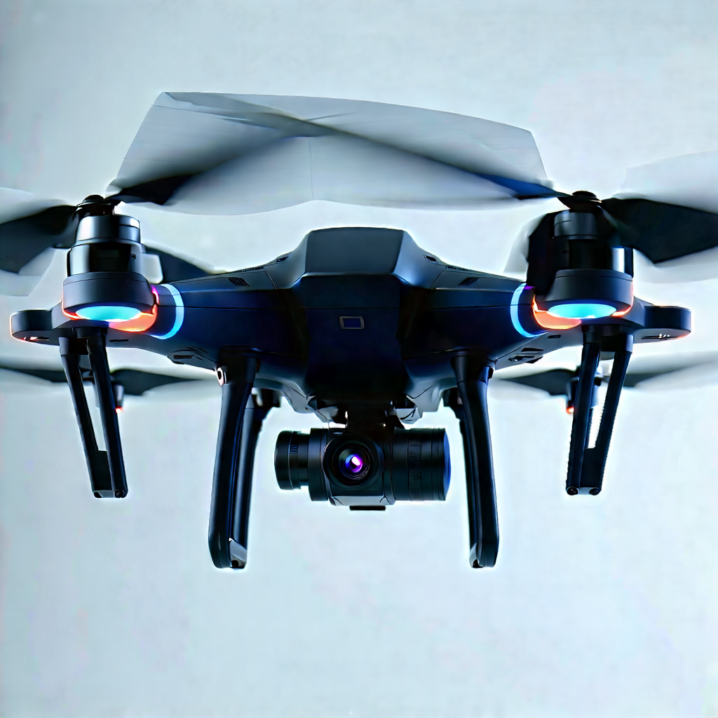 Drone With Data Visualization With Black Drone