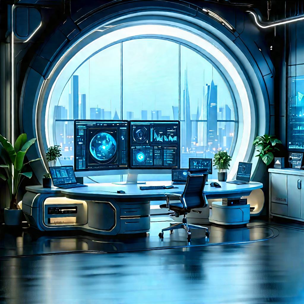 Futuristic tech startup office