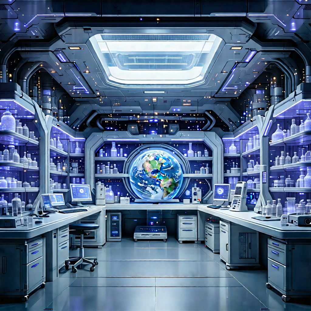 Futuristic Research Laboratory With Image, There