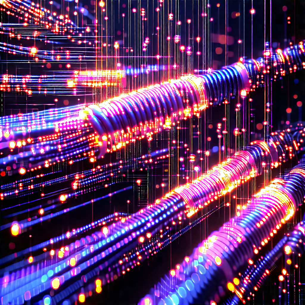 Close-up Of Fiber Optic Cables With Close-up Blue