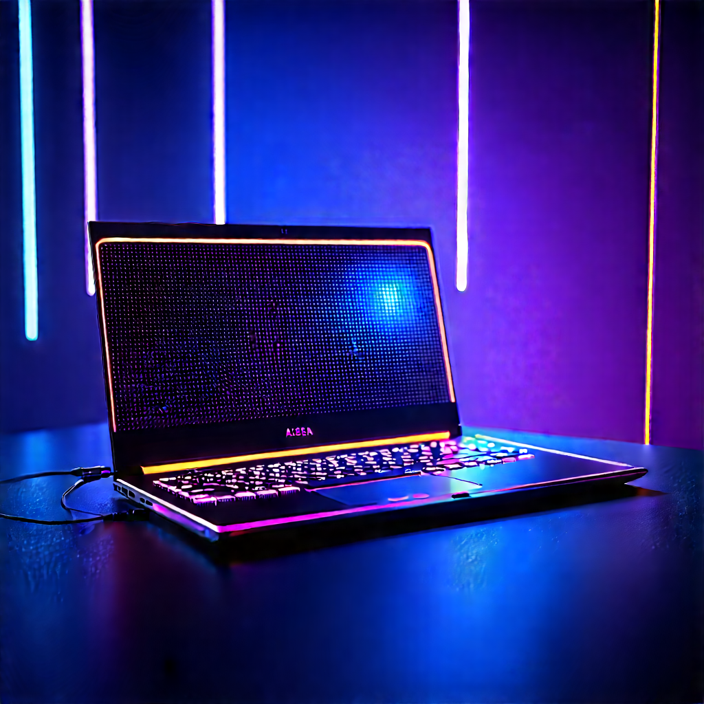 Laptop With Glowing Screen With Laptop Computer
