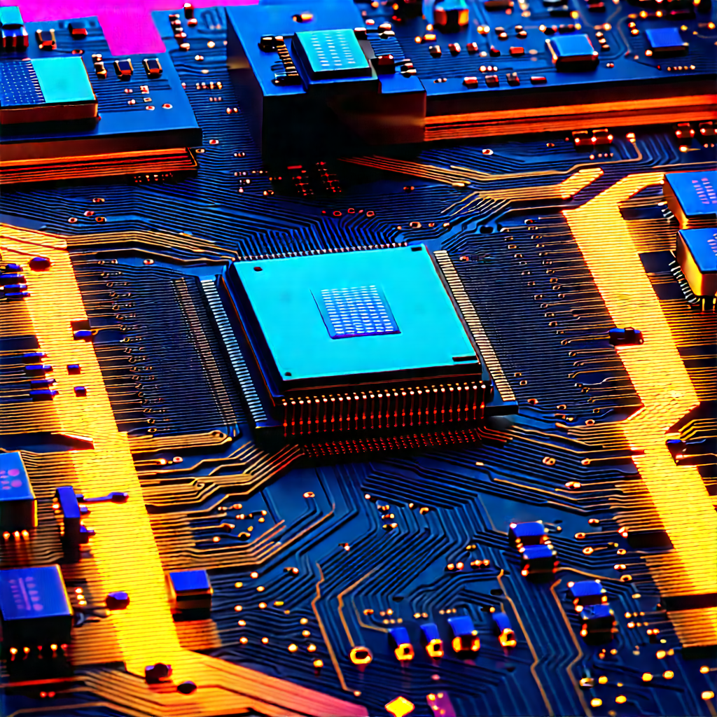 Close-up Of Electronic Circuit With Close-up Computer