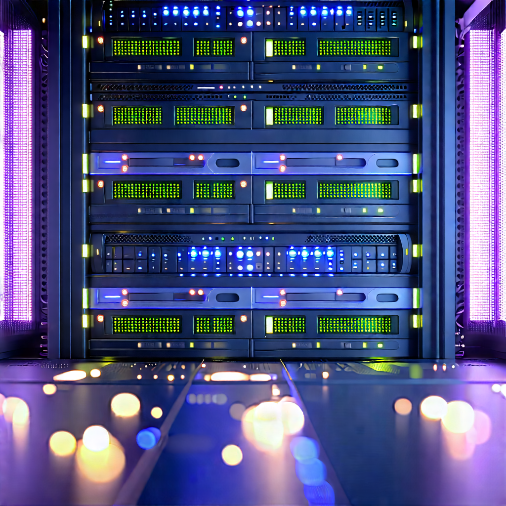 Server Rack With Data Streams With Image, There