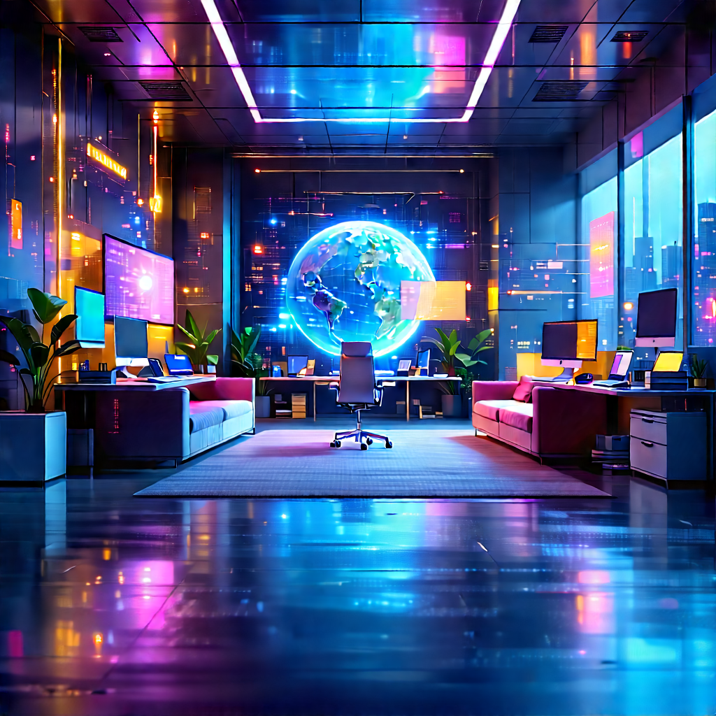Futuristic Tech Startup Office With Image, There