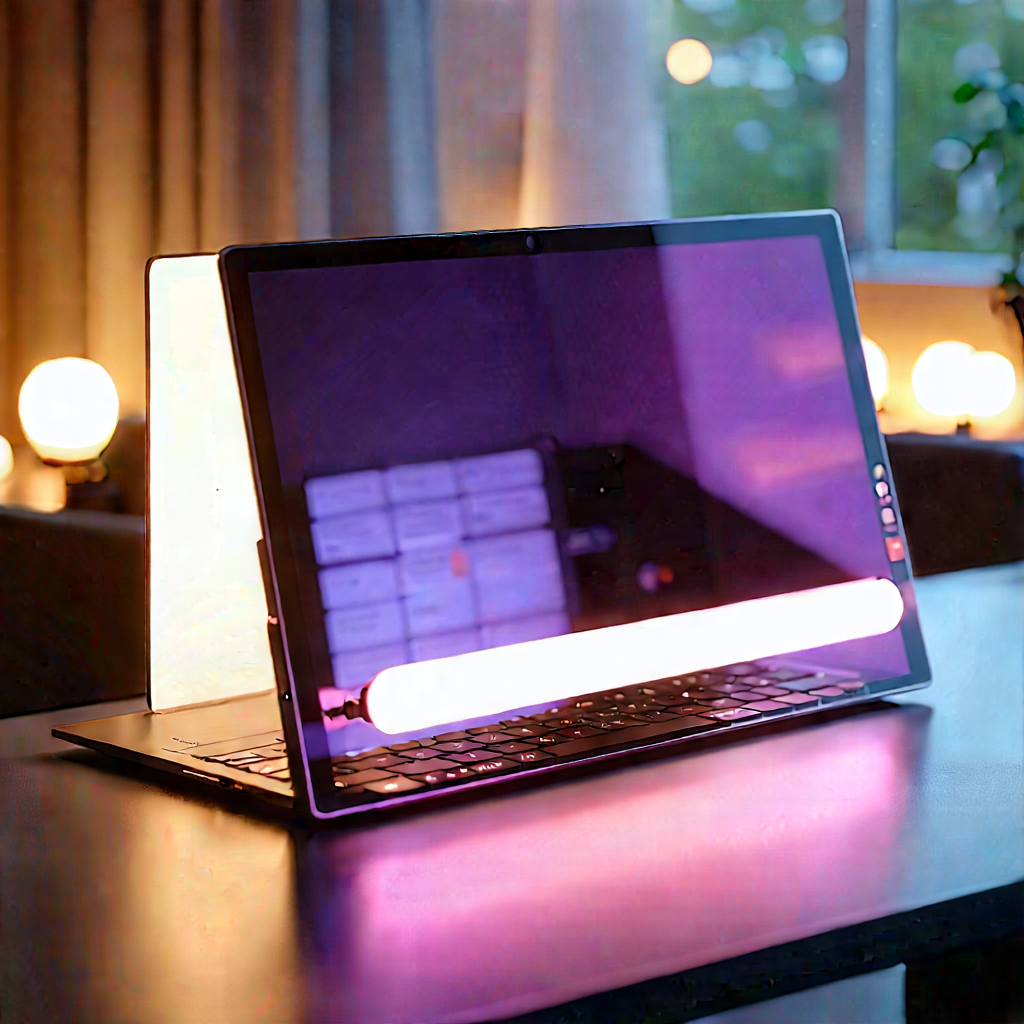Laptop with glowing screen