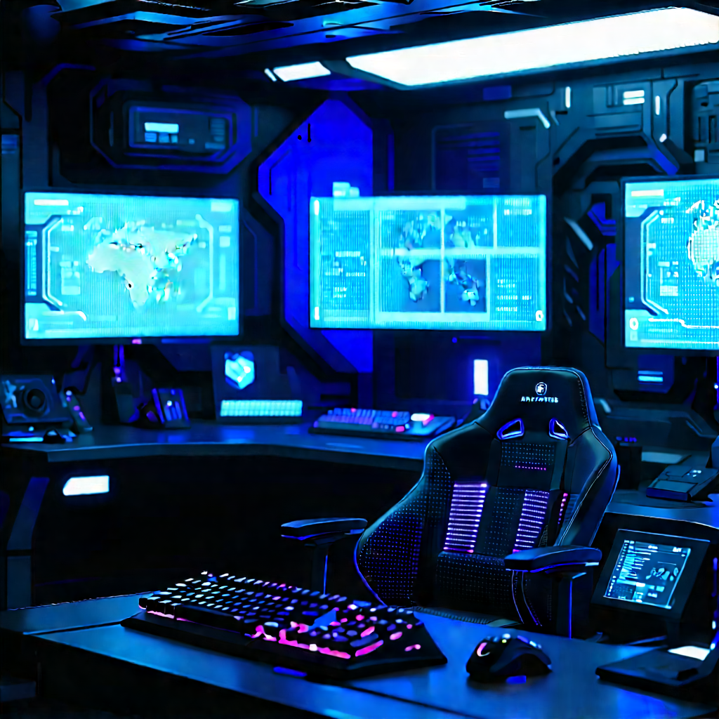 Futuristic Digital Workspace With Image, There