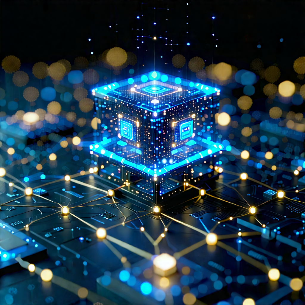 Blockchain Network Visualization With Blue Yellow
