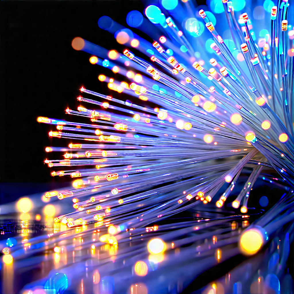 Close-up Of Fiber Optic Cables With Close-up Blue