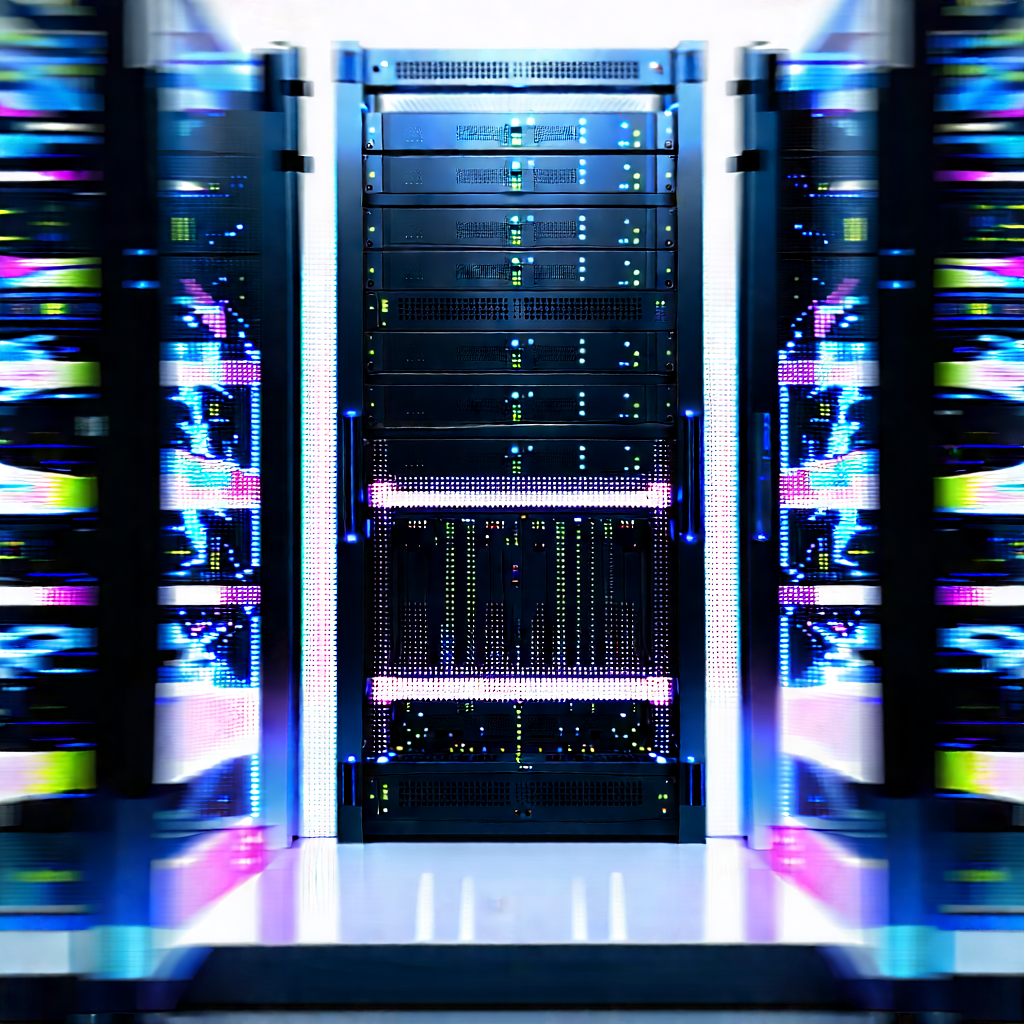 Server rack with (digital:1.37) particles