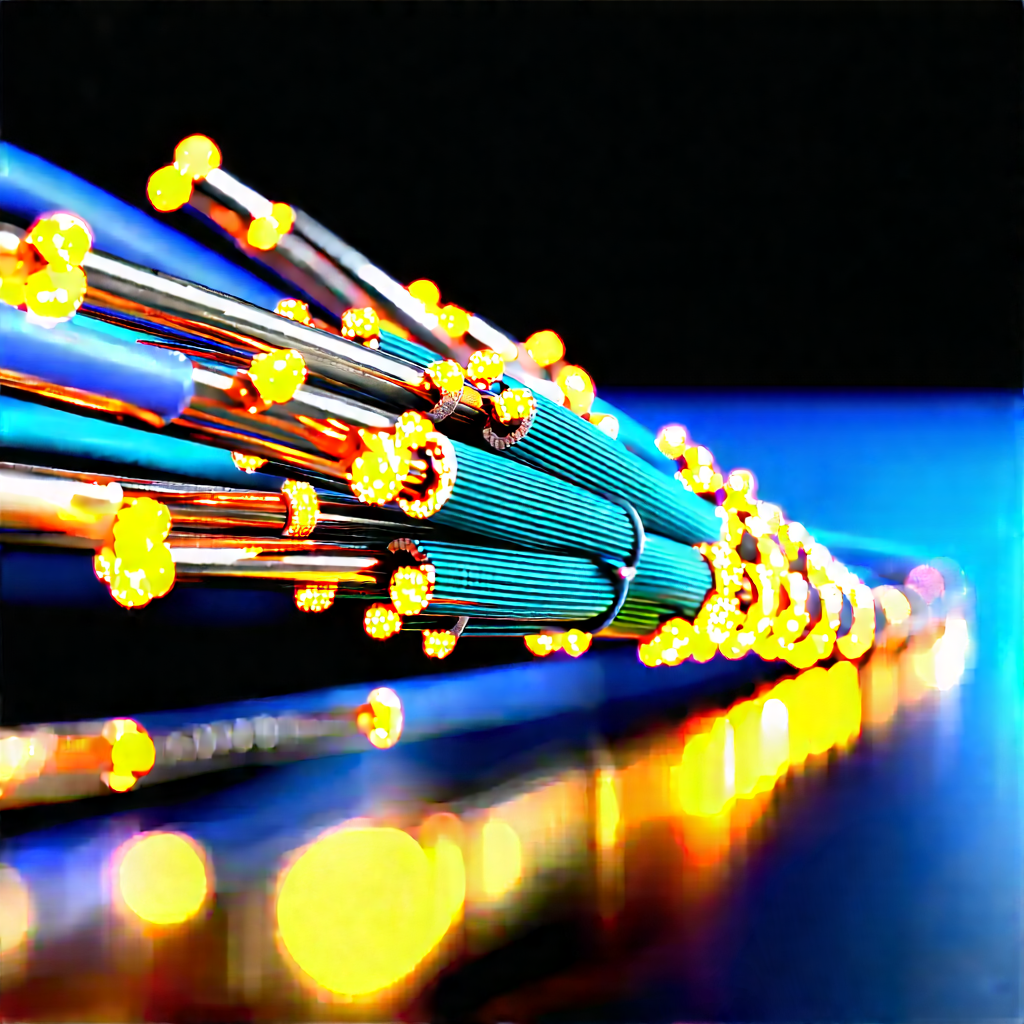 Close-up Of Fiber Optic Cables With Close-up Large