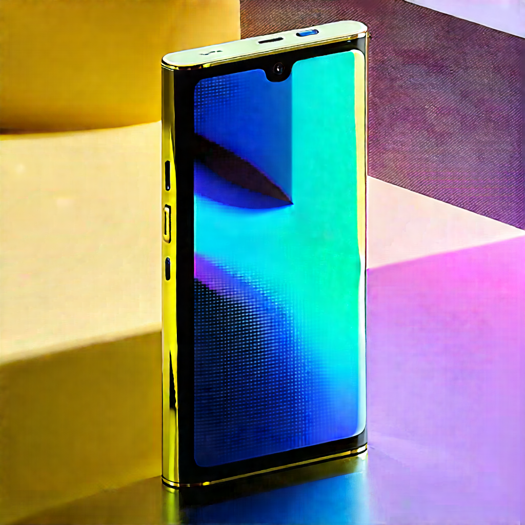 Smartphone With Holographic Display With Shiny, Gold