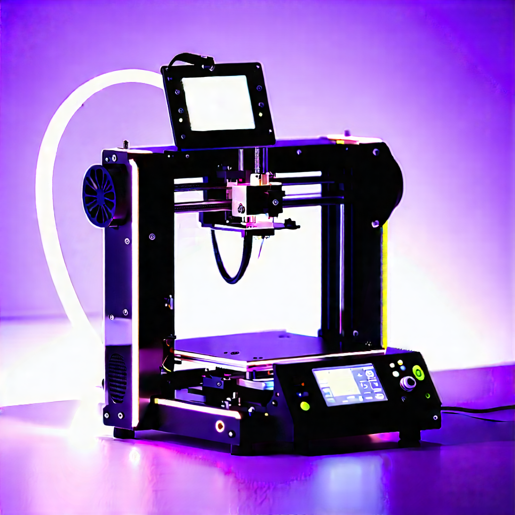 3d Printer With Neon Accents With Printer Sitting