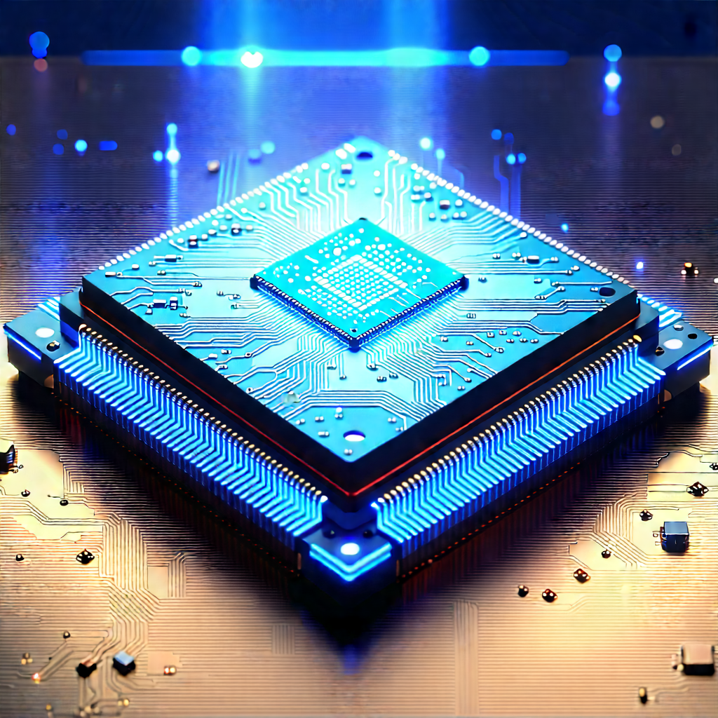 Microchip with blue light (glow:1.43)