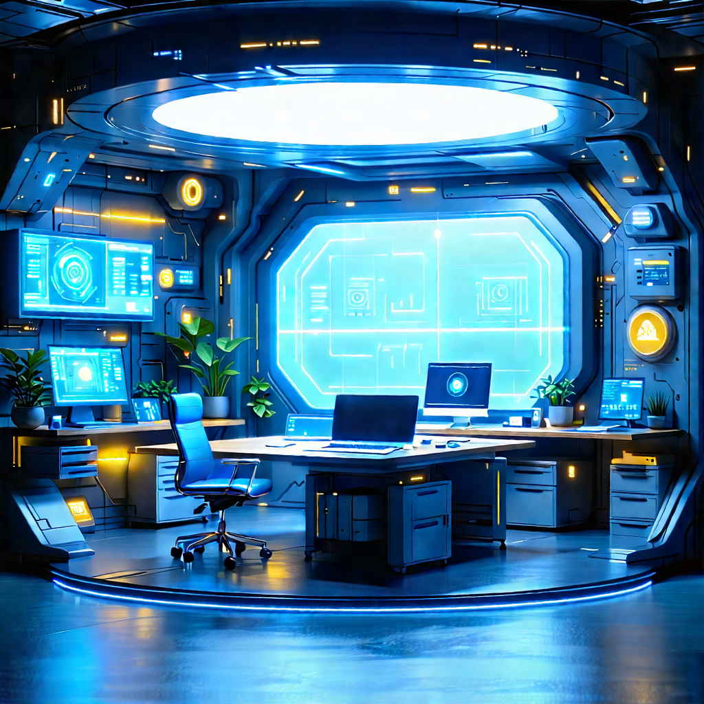 Futuristic Tech Startup Office With Futuristic Office,