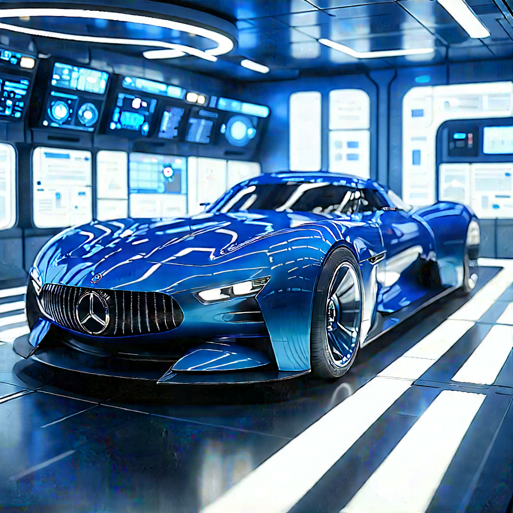 Automotive Technology In Modern Laboratory With Blue Sports