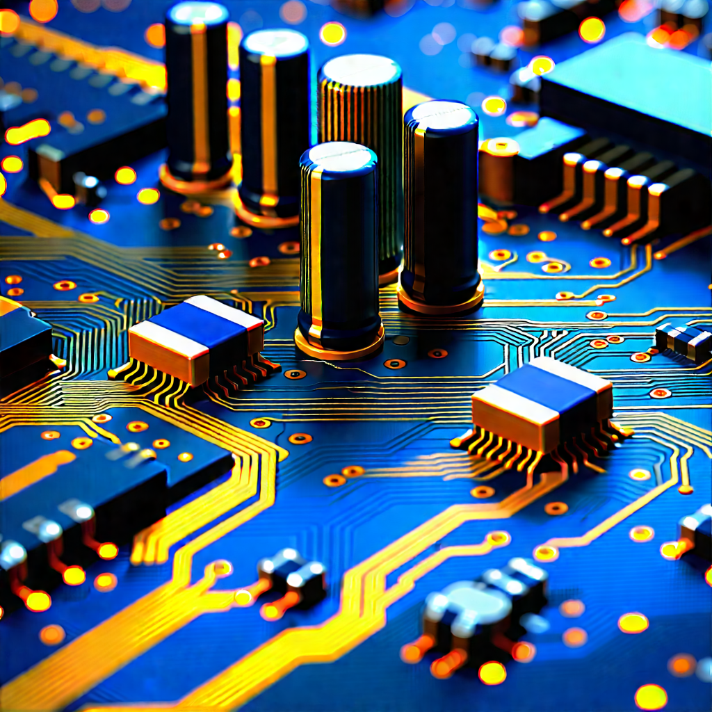 Close-up Of Electronic Circuit With Close-up Computer