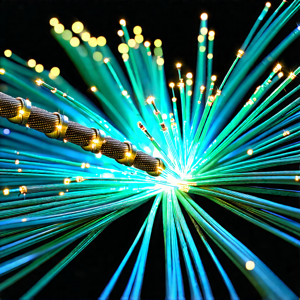 Close-up of fiber optic cables