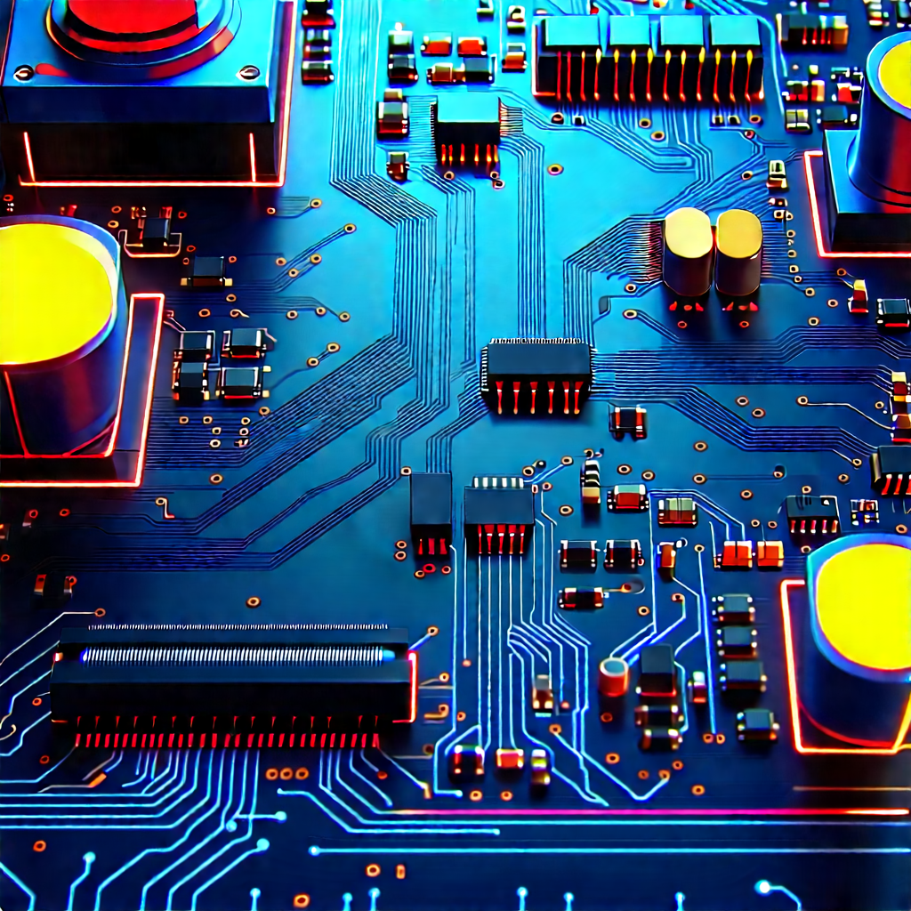 Circuit board with neon accents