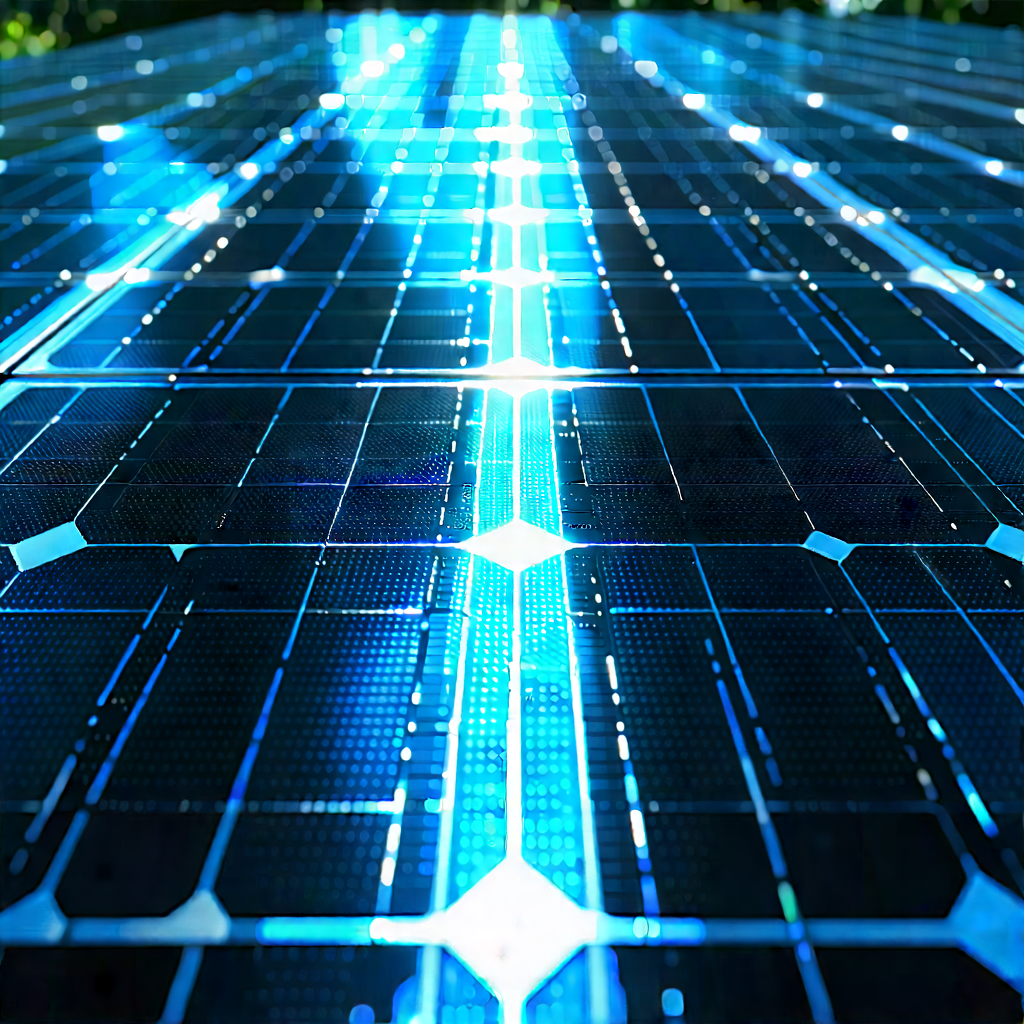 Solar Panel With Holographic Projection With Blue White