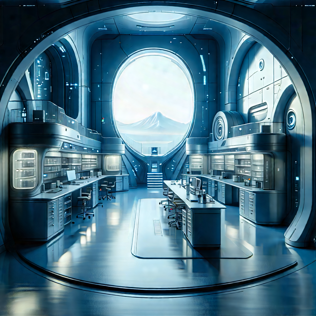 Futuristic Research Laboratory With Image, There