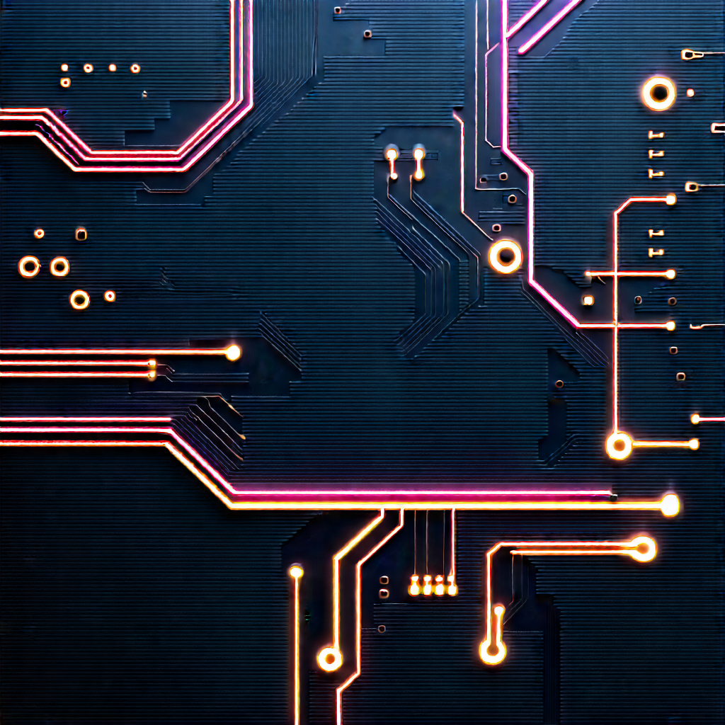 Circuit board with neon accents