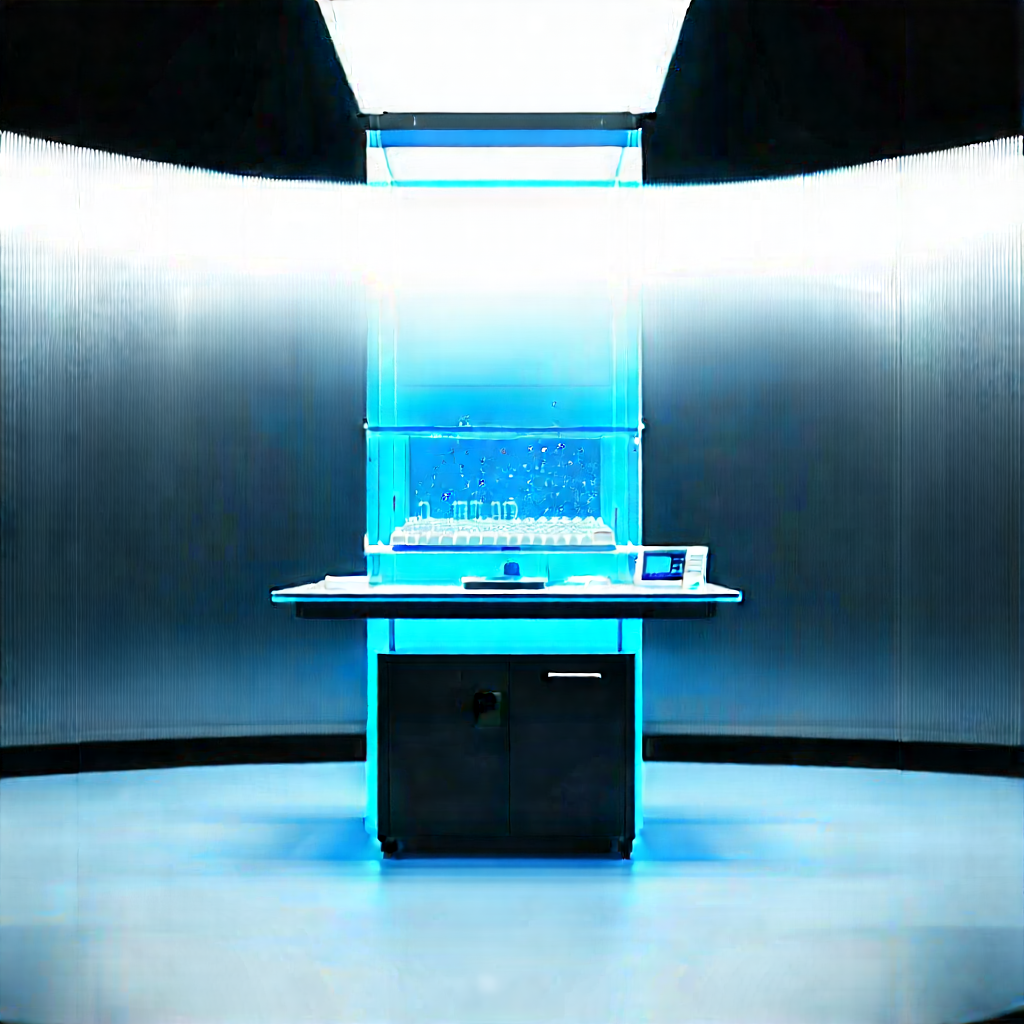 Entertainment Technology In Modern Laboratory With Large, Blue