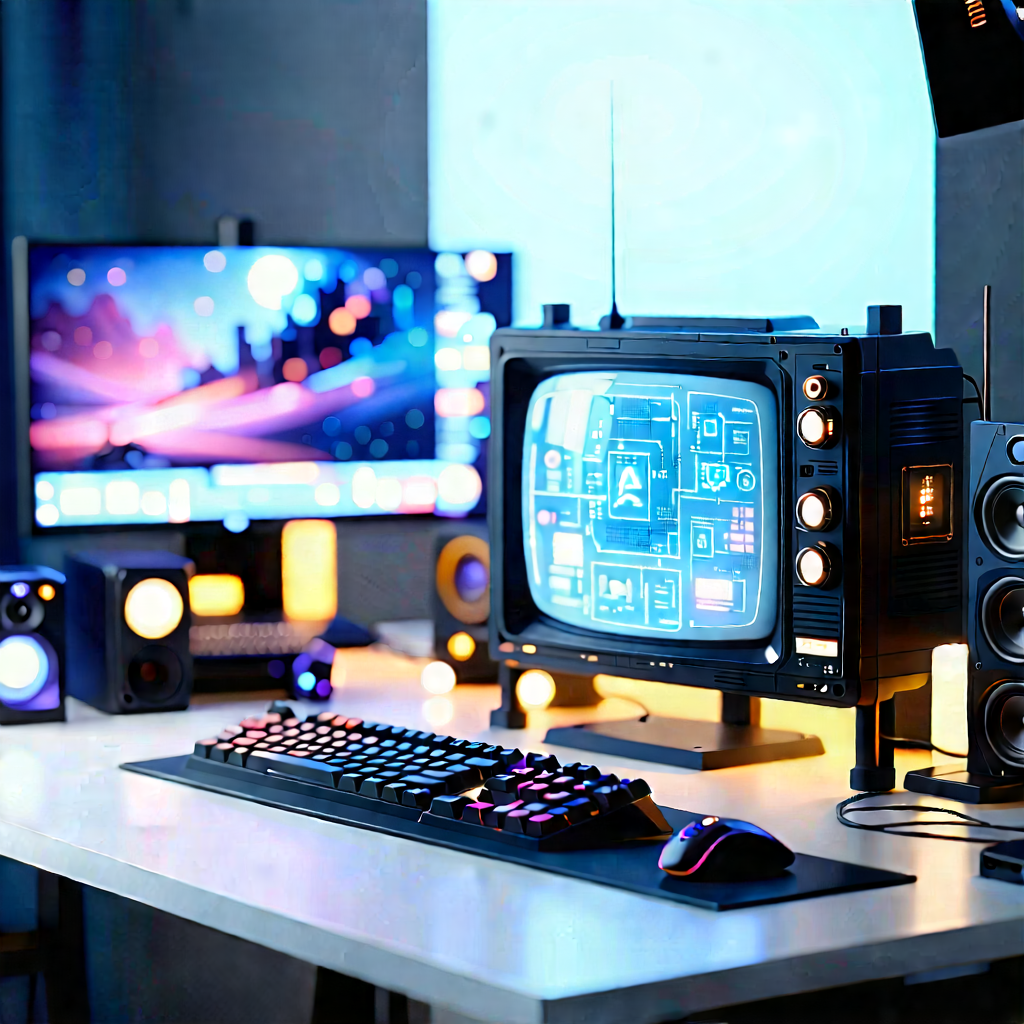 Entertainment Technology In Tech Office With Black Silver