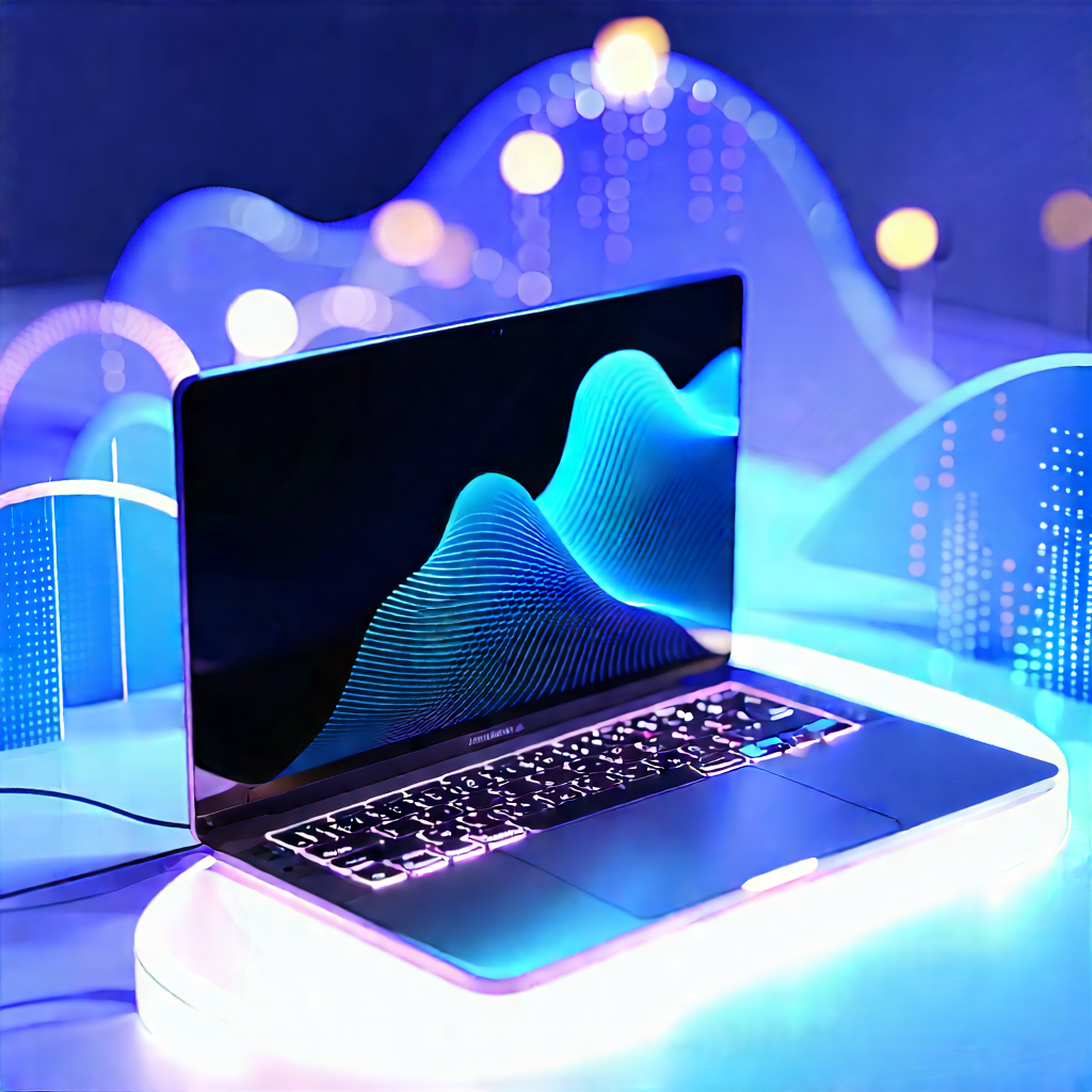 Laptop With Glowing Screen With Laptop Computer