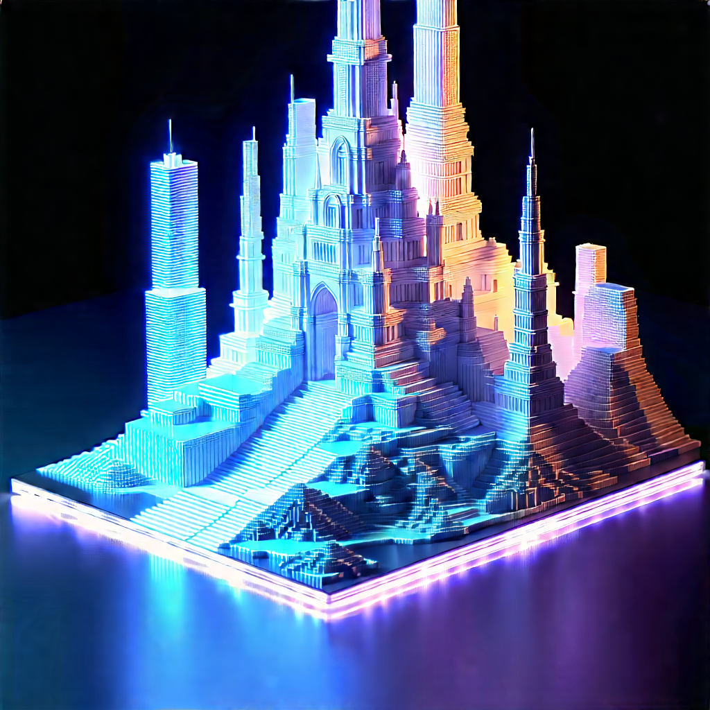 3d Printer With Holographic Projection With Large, Blue