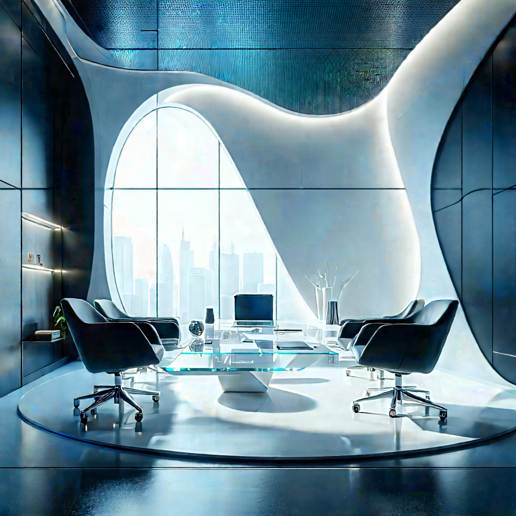 (futuristic:1.23) Tech Startup Office With Modern Office