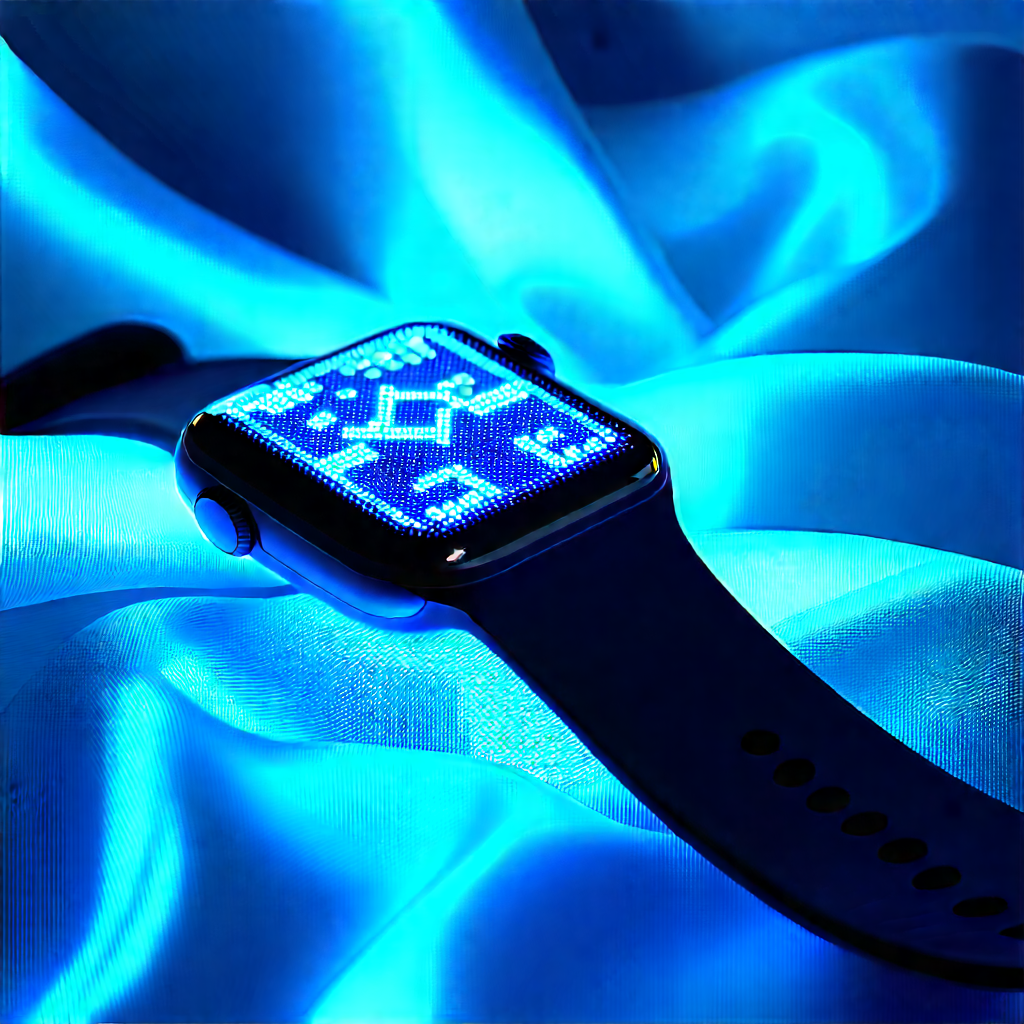 Smart Watch With Glowing Screen With Blue Watch