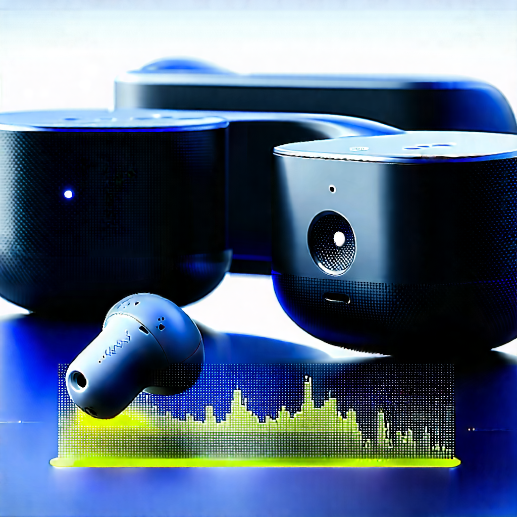 Wireless Earbuds With Data Visualization With Close-up Three