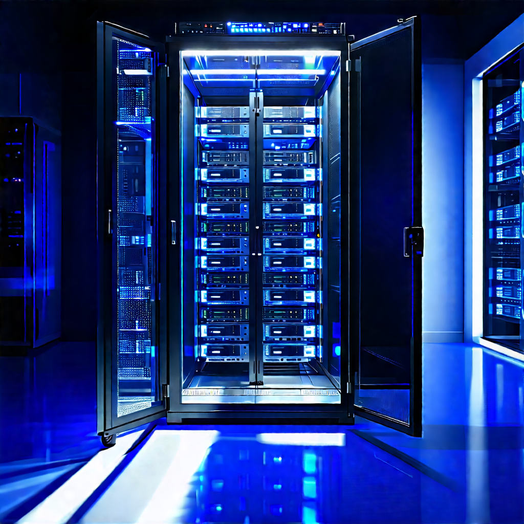 Server rack with holographic projection