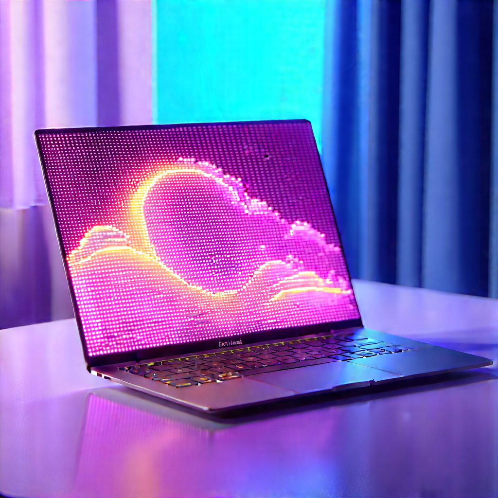 Laptop With Glowing Screen With Laptop Computer