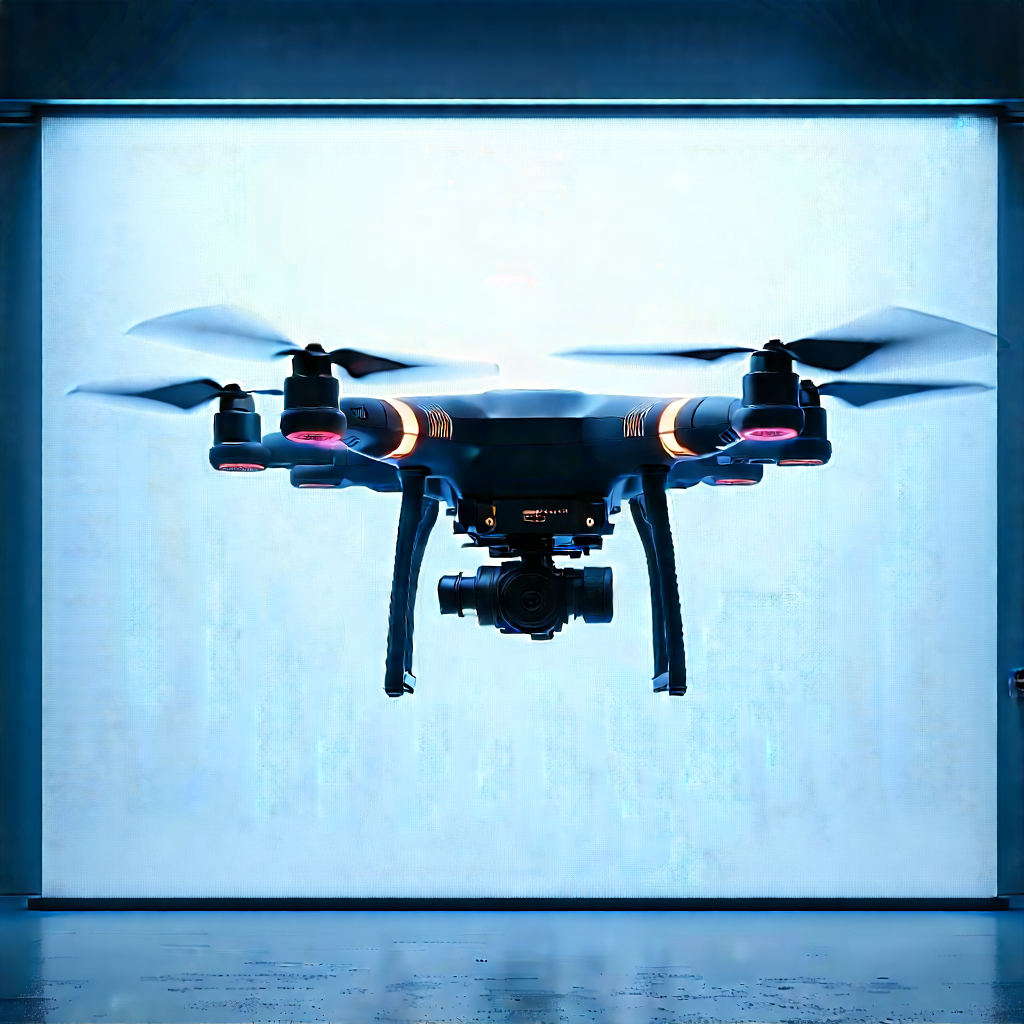 Drone With Glowing Screen With Black Drone