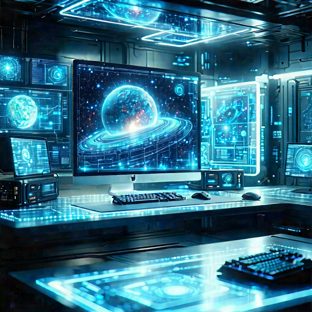 (futuristic:1.2) digital workspace