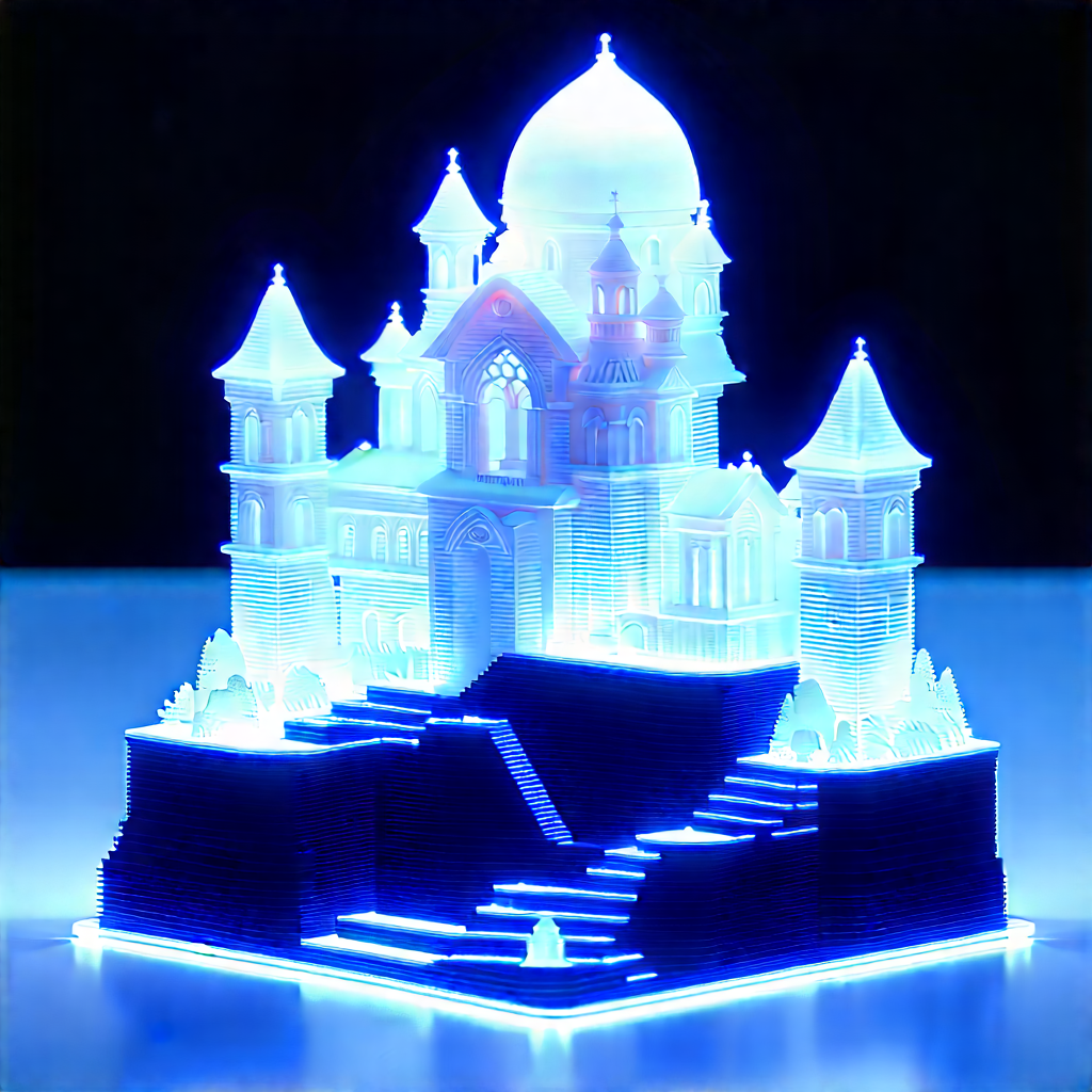 3d Printer With Blue Light (glow:1.25) With Blue Lighted
