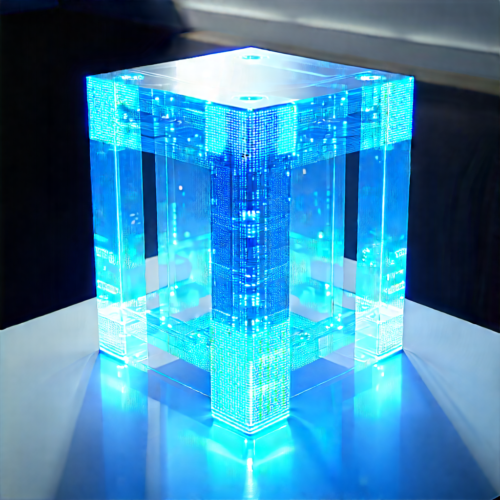 Quantum computer with blue light (glow:1.37)