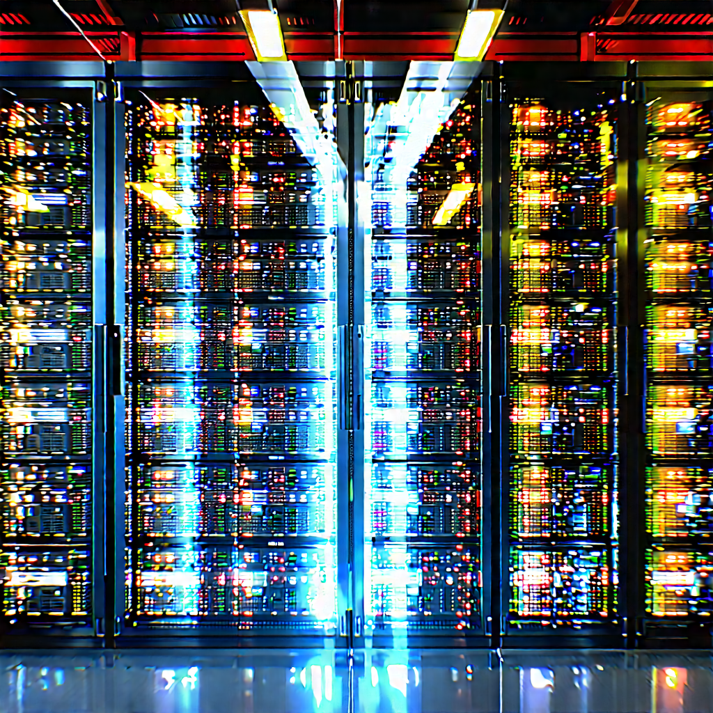 Server Rack With Holographic Projection With Large Computer